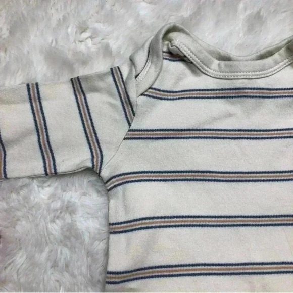 Colored Organics Gown Long Sleeved Adjustable  Tie Bottom Cream Stripes 0-3M - Picture 7 of 16